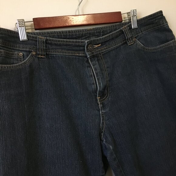 Contrast Jeans Dark Navy Blue Denim Capris - Picture 5 of 16